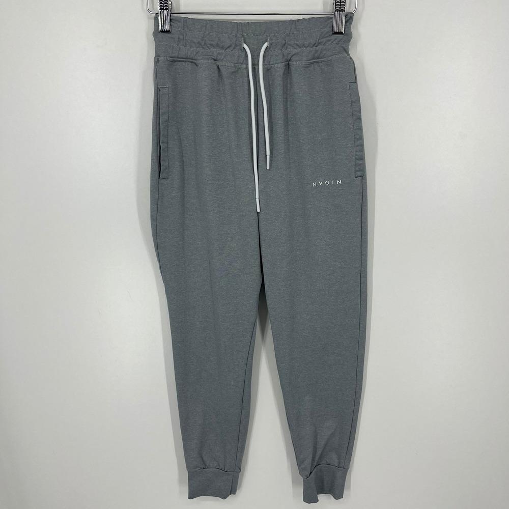 NVGTN Womens XS Heather Gray Logo Drawstring Joggers Sweatpants Athleisure